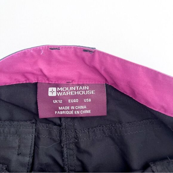 Mountain Warehouse Trek Convertible Trouser Pants Black Womens 8 Zip-Off Leg NWT - Picture 6 of 10